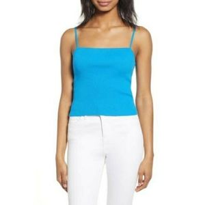 BP Straight Up Ribbed Tank Top Cami in Blue Aster